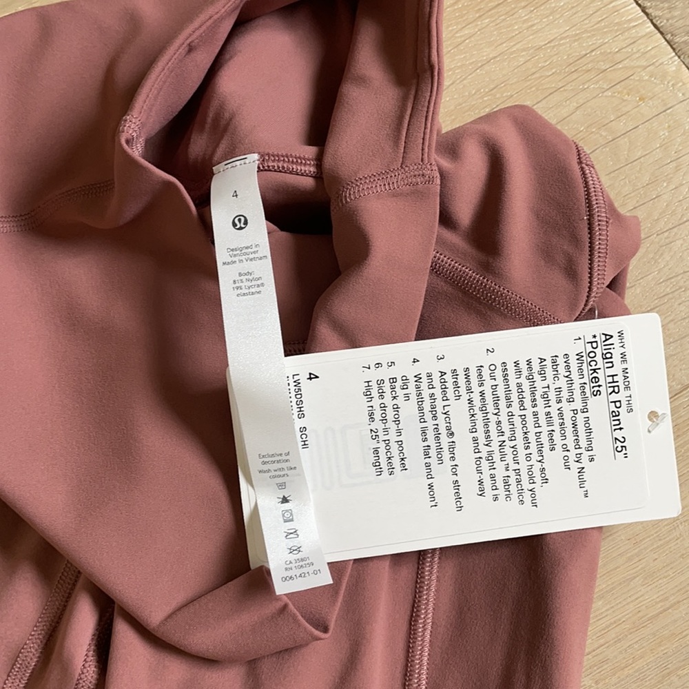 NWT Lululemon Align Pockets 25” Spiced Chai. Sz 4. - Picture 4 of 7